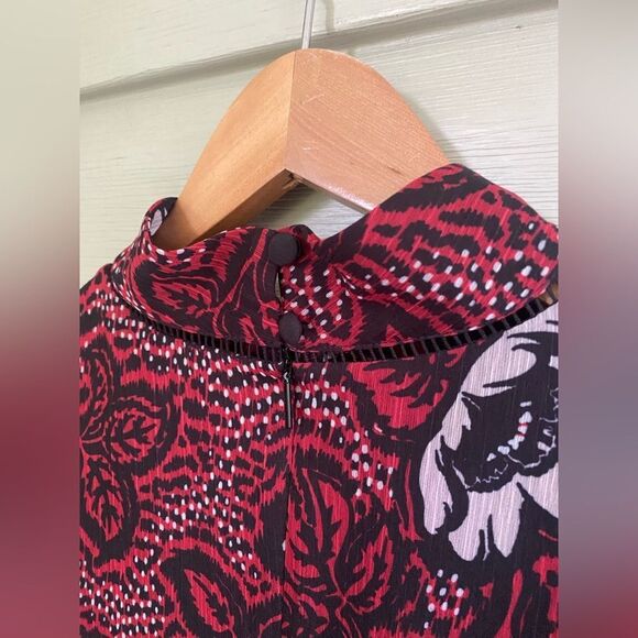 TED BAKER red dress Coriey Ladder Trim Insert High Neck mini size 5 (L 12-14) - Picture 11 of 16